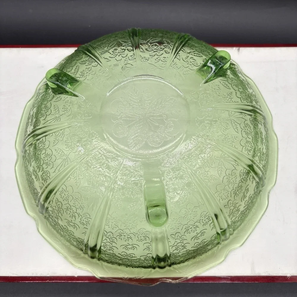 Vintage Uranium Vaseline Glass Bowl 10